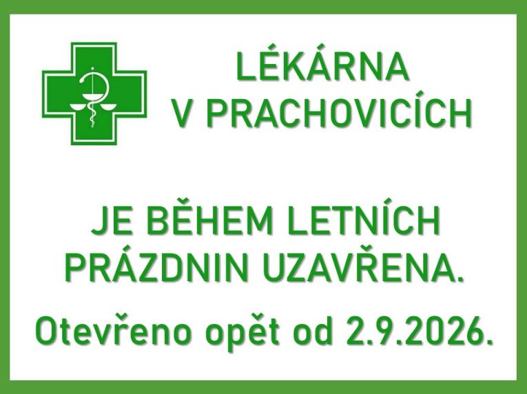 Uzavření lékárny během letních prázdnin